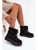 Dámské sněhule na platformě se šněrováním – černé Roselya