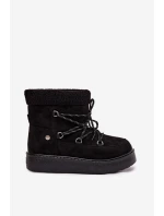 Dámské sněhule na platformě se šněrováním – černé Roselya