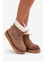 Dámské sněhule na platformě se šněrováním – světle hnědé Roselya
