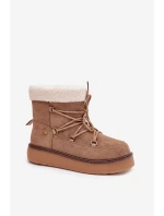 Dámské sněhule na platformě se šněrováním – světle hnědé Roselya