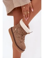 Dámské sněhule na platformě se šněrováním – světle hnědé Roselya