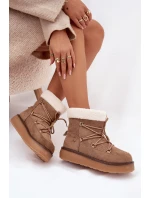 Dámské sněhule na platformě se šněrováním – světle hnědé Roselya