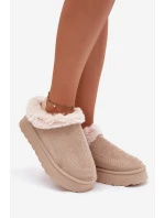 Dámské sněhule na platformě s kožíškem a dekorativním prošíváním – světle béžové Arelina