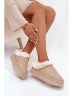 Dámské sněhule na platformě s kožíškem a dekorativním prošíváním – světle béžové Arelina