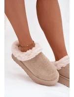 Dámské sněhule na platformě s kožíškem a dekorativním prošíváním – světle béžové Arelina