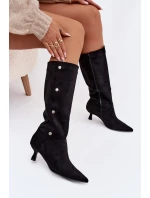 Dámské kozačky s ozdobnými detaily Hovelle – černé