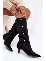 Dámské kozačky s ozdobnými detaily Hovelle – černé