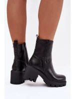 Dámské zateplené botky na masivním sloupku – černé Ameliane Dámské zateplené botky na masivním sloupku – černé Ameliane