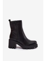 Dámské zateplené botky na masivním sloupku – černé Ameliane Dámské zateplené botky na masivním sloupku – černé Ameliane