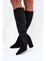 Dámské kozačky na sloupku – černé Yserine