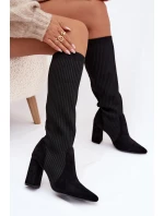 Dámské kozačky na sloupku – černé Yserine