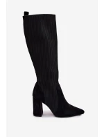 Dámské kozačky na sloupku – černé Yserine