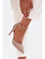 Dámské lesklé lodičky se páskem - šampaňské Joranne