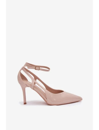 Dámské lakované lodičky z eko kůže - béžové Fionnel