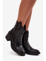 Dámské kotníkové boty na masivním podpatku z eko kůže Iverly – černé