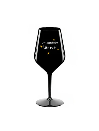 VYCHUTNÁVÁM SI VÁNOCE - černá nerozbitná sklenice na víno 470 ml VYCHUTNÁVÁM SI VÁNOCE - černá nerozbitná sklenice na víno 470 ml