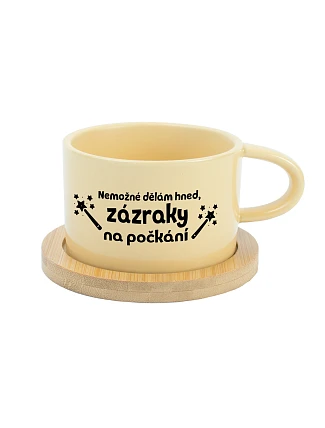 NEMOŽNÉ DĚLÁM HNED, ZÁZRAKY NA POČKÁNÍ - žlutý hrníček makronka 200 ml