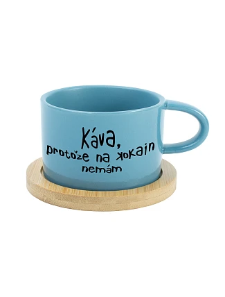 KÁVA, PROTOŽE NA KOKAIN NEMÁM - modrý hrníček makronka 200 ml KÁVA, PROTOŽE NA KOKAIN NEMÁM - modrý hrníček makronka 200 ml