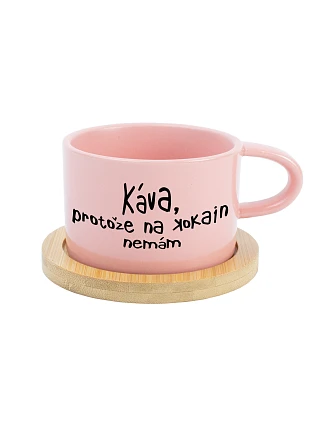 KÁVA, PROTOŽE NA KOKAIN NEMÁM - růžový hrníček makronka 200 ml KÁVA, PROTOŽE NA KOKAIN NEMÁM - růžový hrníček makronka 200 ml