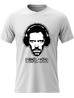 Pánské bavlněné tričko s potiskem - DR. HOUSE - bílé