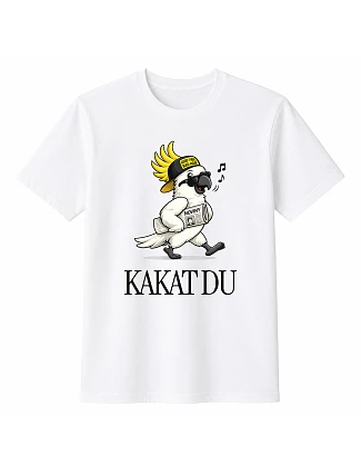Dámské bavlněné tričko s potiskem - KAKAT DU - bílé