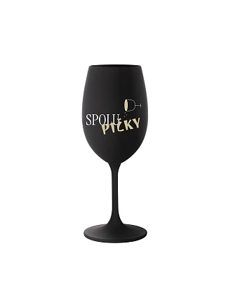 SPOLUPIČKY - černá sklenice na víno 350 ml