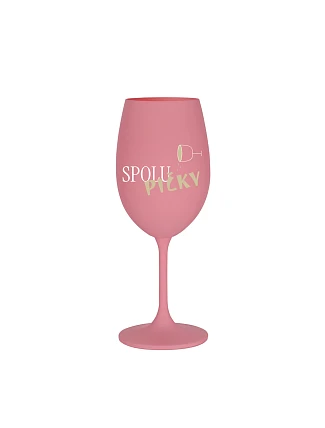 SPOLUPIČKY - růžová sklenice na víno 350 ml SPOLUPIČKY - růžová sklenice na víno 350 ml