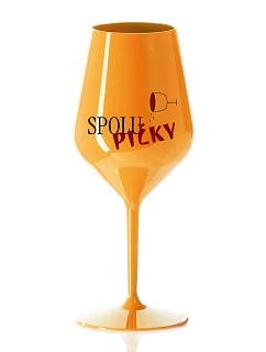 SPOLUPIČKY - oranžová nerozbitná sklenice na víno 470 ml