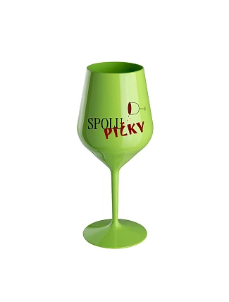 SPOLUPIČKY - zelená nerozbitná sklenice na víno 470 ml
