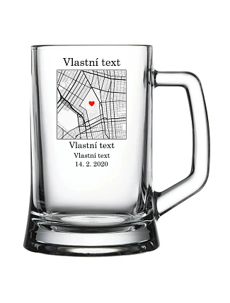 Personalizovaná pivní sklenice s mapou