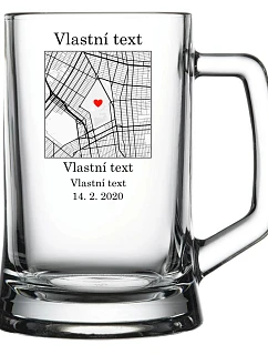 Personalizovaná pivní sklenice s mapou