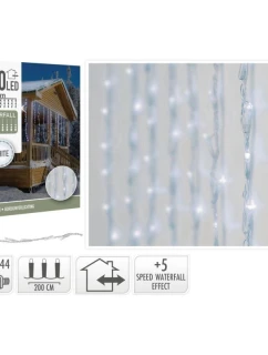 VÁNOČNÍ STROM SVĚTLA VODOPÁD VENKOVNÍ SVĚTLO OPONA 220 VEDL STUDENÁ BÍLÁ 5 RYCHLOSTÍ