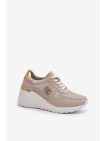 Dámské kožené tenisky na podpatku béžové S.Barski LR810