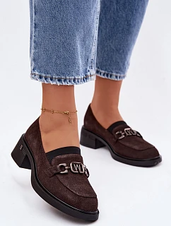 Dámské mokasiny z přírodního semiše na nízkém podpatku Vinceza 18127 Čokoládové