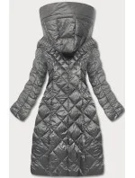 Šedá dlouhá dámská prošívaná bunda (ag1-j9082) Šedá dlouhá dámská prošívaná bunda (ag1-j9082)