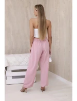 Kalhoty se širokými nohavicemi pudrově růžová