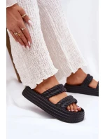 Dámské lehké pěnové pantofle na platformě S.Barski – černé