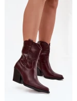 Dámské kotníkové boty na podpatku D8271 Vínová - Sweet Shoes