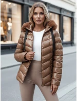 Dámská prošívaná zimní bunda s kapucí MIRIAL hnědá FashionStreet TY4573z