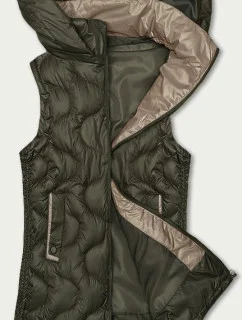 Dámská vesta v khaki barvě s ozdobným prošíváním S'West (B8338-11)