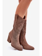 Prodyšné Cowboy Boty Na Podpatku S.Barski HY51-606 Hnědé