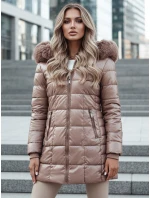 WINTERZIP dámská prošívaná zimní bunda s kapucí béžová FashionStreet TY4567z