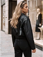 Dámská kožená bunda ve stylu Ramones, černá, FashionStreet TY6031 Dámská kožená bunda ve stylu Ramones, černá, FashionStreet TY6031