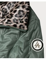Dwustronna pikowana kurtka ze stójką Goodlookin khaki-panterka (B8579-11)