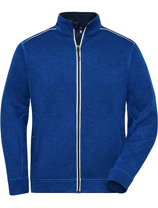 Daiber JN 898 Pánská pracovní pletená fleece bunda - Solid 02.0898 dark royal melange/navy