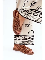 Ploché Sandály S Dekorací Pantera Hnědé Haliones Ploché Sandály S Dekorací Pantera Hnědé Haliones