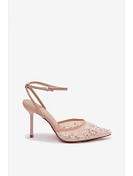 Dámské sandály na podpatku z eko kůže béžové Sedira