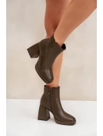 Kotníkové boty na vysokém sloupkovém podpatku z ekologické kůže tmavě zelené Selarae Kotníkové boty na vysokém sloupkovém podpatku z ekologické kůže tmavě zelené Selarae