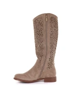 Béžové ažurové dámské kozačky S.Barski HY61-8023