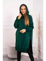 Zateplená mikina s bočními rozparky tmavě zelená Zateplená mikina s bočními rozparky tmavě zelená